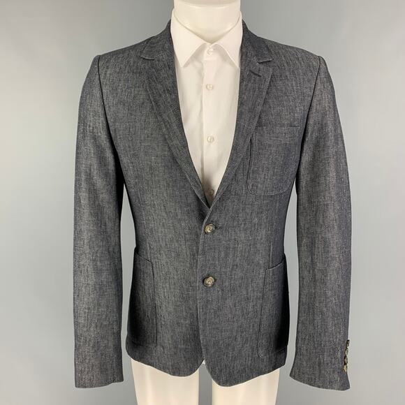AMI Size 42 Indigo White Twill Polyamide Blend Sport Coat - Picture 1 of 6